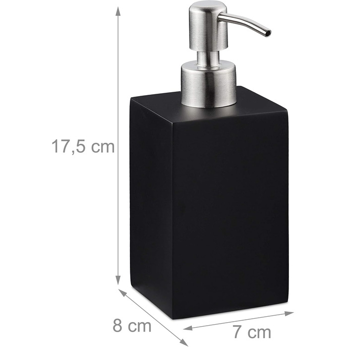 Дозатор для мила Relaxdays 300 мл, наповнюваний, для ванної/кухні, білий (чорний), полірезин, нержавіюча сталь