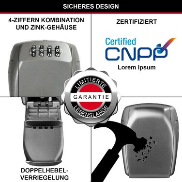 Сейф для ключів Master Lock з додатковою безпекою, настінний, для зовнішнього використання, 13.2 x 10.5 x 4.6 см