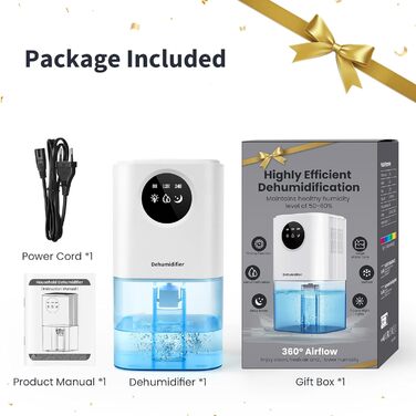 Electric Dehumidifier for Apartment, ANOEPUY 1700ml Dehumidifier Quiet Small Room Dehumidifier with 7 Colors Night Light & Timer for Bedroom, Bathroom, Kitchen, Against Mold, White