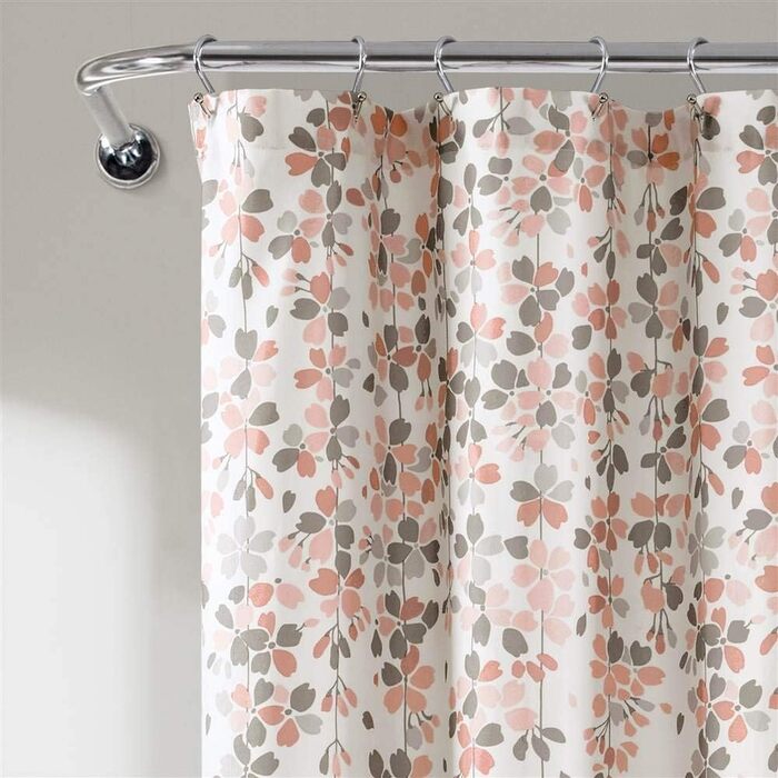 Шторка для душу Lush Decor з квітами, 183x183 см, Rouge та Grau