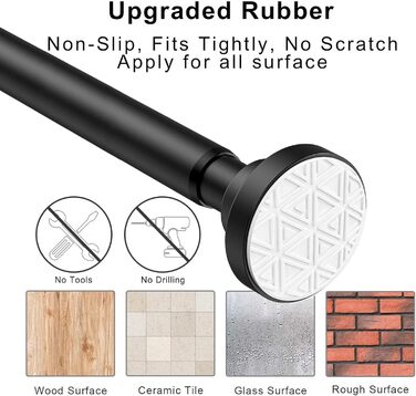 Телескопічна штанга для карнизів 60-130 см, нержавіюча сталь, чорний колір. Підходить для штор, душових перегородок, шаф, вікон та дверей.