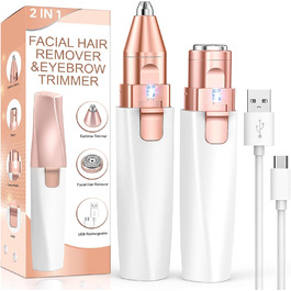 Електричний прилад для видалення волосся: 2-в-1 для обличчя та брів, Vinmall для жінок