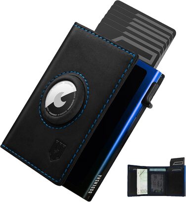 Портмоне DODENSHA® MagSnap для чоловіків з RFID захистом та відділенням для AirTag, картхолдер на 10+ карт, з монетницею, чорно-синій колір