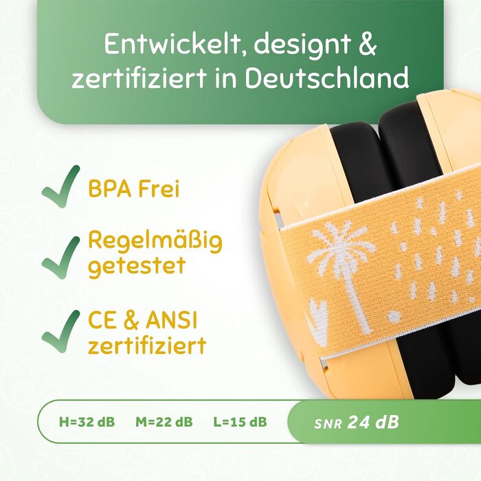 Schallwerk Mini+ - Навушники-захисники вух для малюків - високоякісні шумозаглушувачі для дітей - захист вух для дітей, захист вух для немовлят, навушники-захисники вух для немовлят, шумозаглушувачі Matcha Green