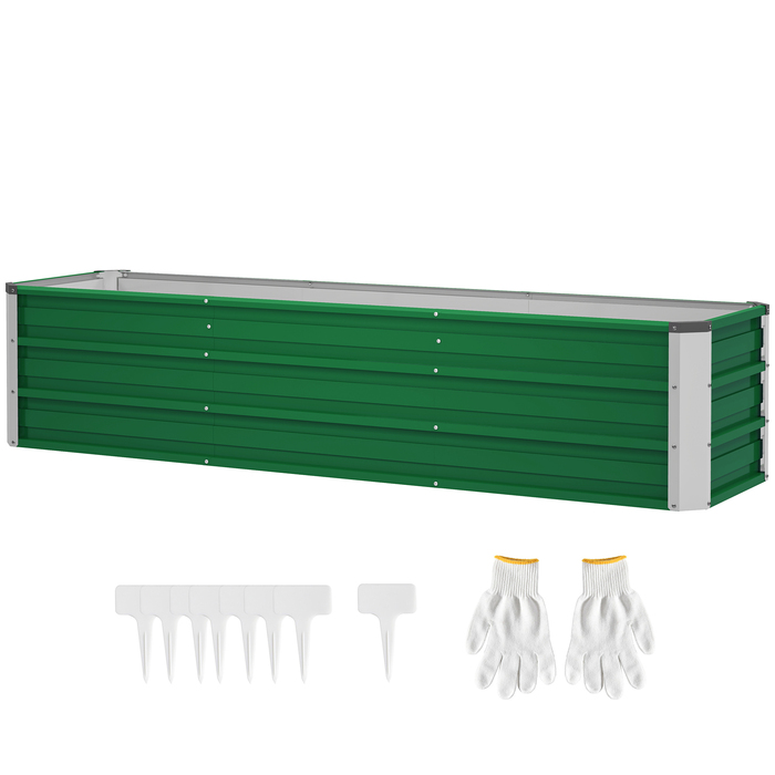 Outsunny Steel Raised Garden Bed, Planting Box, Flower Box 183 x 47 x 40 cm with Gloves in Green for Vegetables & Flowers