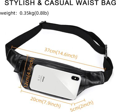 Чоловіча/Жіноча поясна сумка з натуральної шкіри Vintage, чорна, 1034