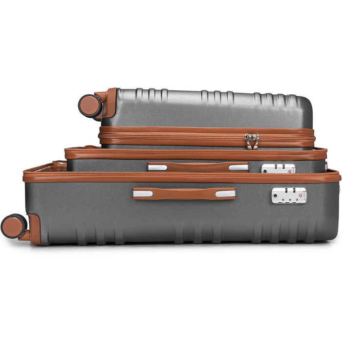 Валіза British Traveller: міцний ABS+PC, розмір 54x36.5x21.5 см, колір білий (сірий, SET)