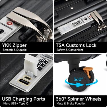 Набір валіз Sea Choice 2 шт. з жорстким корпусом: Trolley, валіза, багаж, легкий, для подорожей, PC, Rollkoffer, 4 колеса, TSA замок, тримач для напоїв, 55/78 см, зелений