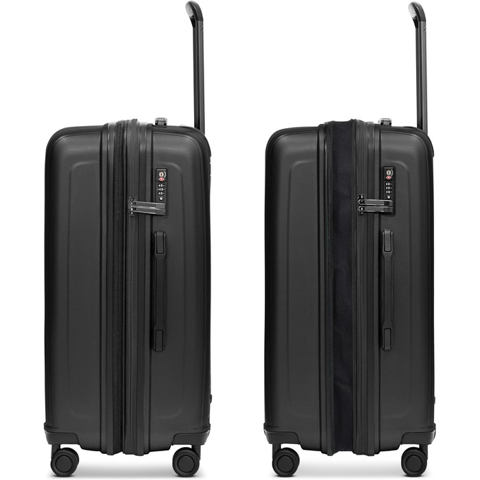 Набір валіз REDOLZ Essentials 4 шт. (S, M, L, Beauty Case) | Розширювані | Чорний металік