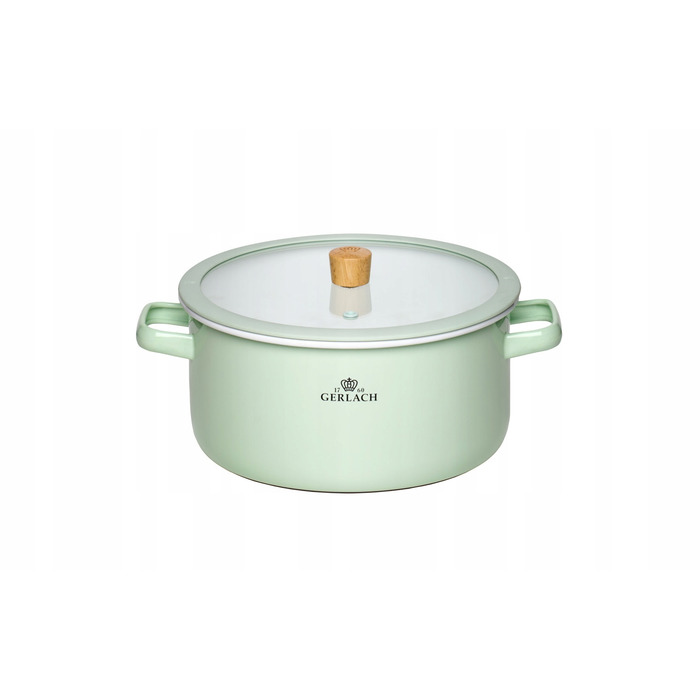 Набір емальованого посуду Gerlach Natur Enamel, пастельно-зелений, 6 предметів