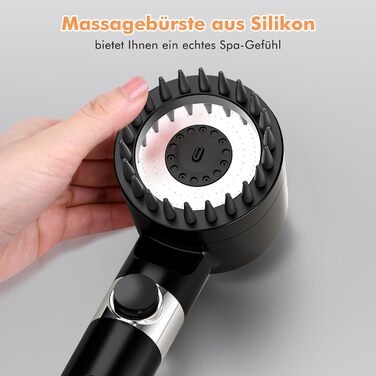 Showerhead with Filter MEKO High-Pressure Handheld Shower with 15-Layer Filtration, 1.5M Hose, 3 Spray Patterns, Water-Saving Showerhead for Removing Hard Water, Residual Chlorine, Bacteria, and Heavy Metals (Black)