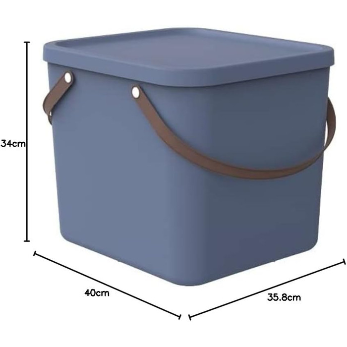 Rotho Albula Storage Box 40l with Lid, Plastic (Recycled PP), Green, 40l (40.0 x 40.0 x 34.0 cm) (Blue)