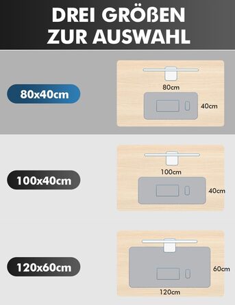 Килимок для столу Shinfly з повсті 120x60 см, антиковзкий, захист для офісного столу та домашнього офісу (світло-сірий)