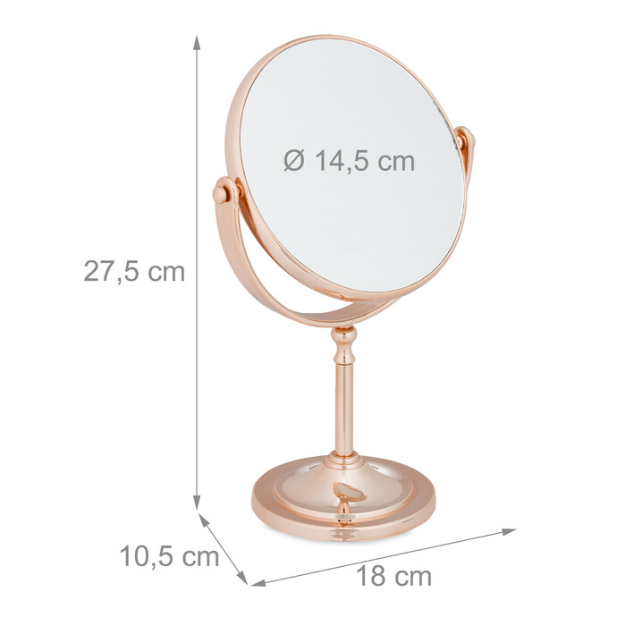 Relaxdays Makeup Mirror with Magnification, Copper Finish