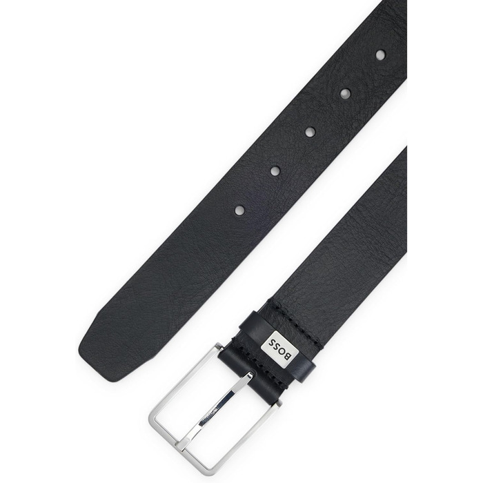 Чоловічий шкіряний ремінь BOSS Elio з логотипом, чорний