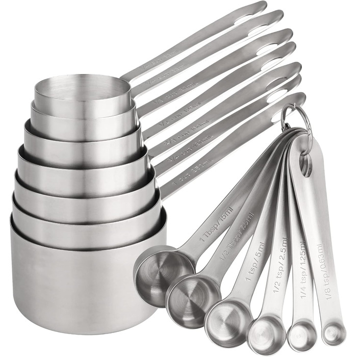Smithcraft Measuring Cup and Spoon Set, Copper Measuring Cups and Spoons for Baking and Kitchen, Stainless Steel Measuring Cups and Spoons for Dry and Liquid Ingredients, Metal, 7 Measuring Cups and 6 Spoons
