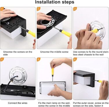 LED вуличний світильник Lightsjoy 18W, IP66, водонепроникний, для фасаду, тераси, гаража, нейтрально-білий (2 шт.)