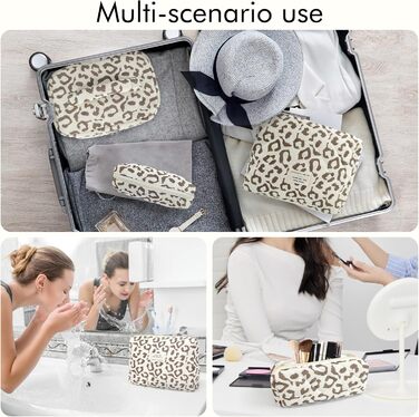 Набір косметичок для жінок: 3 шт. Leopard - велика, середня, маленька | Косметичка для макіяжу, подорожей, організації косметики