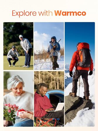 Електричний грієчка для рук Warmco 2 шт., 10000mAh, USB Powerbank, 3 рівні нагріву, для чоловіків та жінок, Outdoor, Гольф, кемпінг, чорний