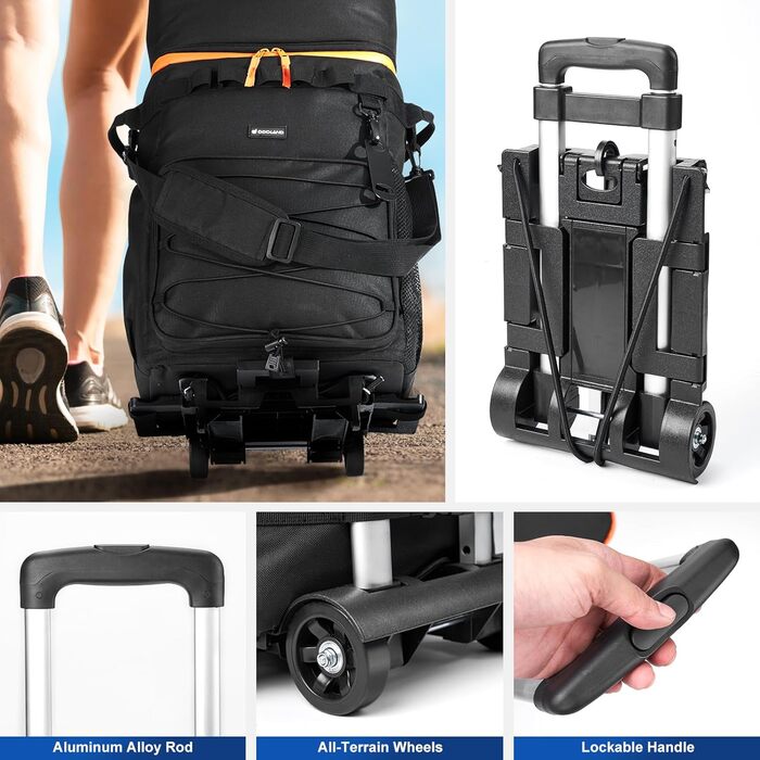 Odoland Large Cooler Bag 48/72 can Rolling Cooler Picnic Bag with Wheels and Handle Leak-Proof & Waterproof Insulated Bag for Food Drinks Insulated Bag for Picnic Beach Camping Travel Outdoor