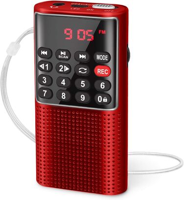 Портативне радіо Prunus J-328 з функцією запису, MP3/TF/AUX, рожеве