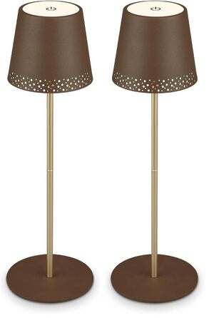 Світлодіодна настільна лампа Briloner бездротова з сенсорним керуванням, димування, регульована висота, нічна лампа, лампа для читання, LED лампа, кемпінгова лампа, 38x12 см, коричнево-золота