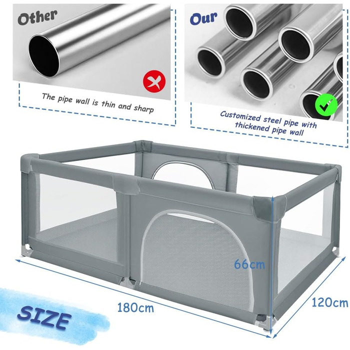 Клітка-забіг для цуценят з дверцятами, 180 x 120 x 66 см. Міцна клітка-забіг для цуценят та маленьких собак з надійного нейлону, легко миється, для використання в приміщенні та на вулиці.