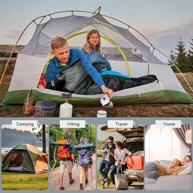 Yarmiene 3-4 Season Sleeping Bag - Adult & Kids Outdoor Sleeping Bag - Warm & Rectangular for Camping & Hiking (Black+Gray)