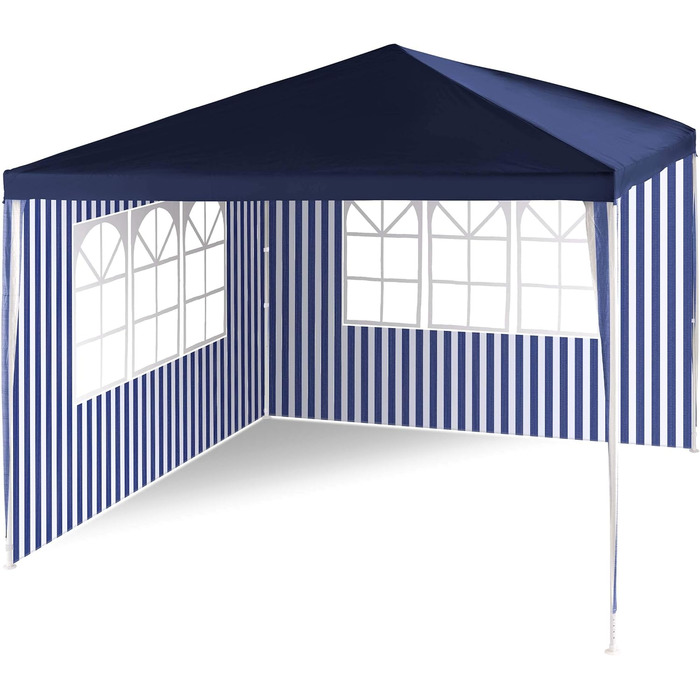 PE Pavilion Party Tent with 2 Side Panels for Garden, Terrace, Market, Camping, Festival as Shelter and Tarp, Waterproof 3 x 3 m blue