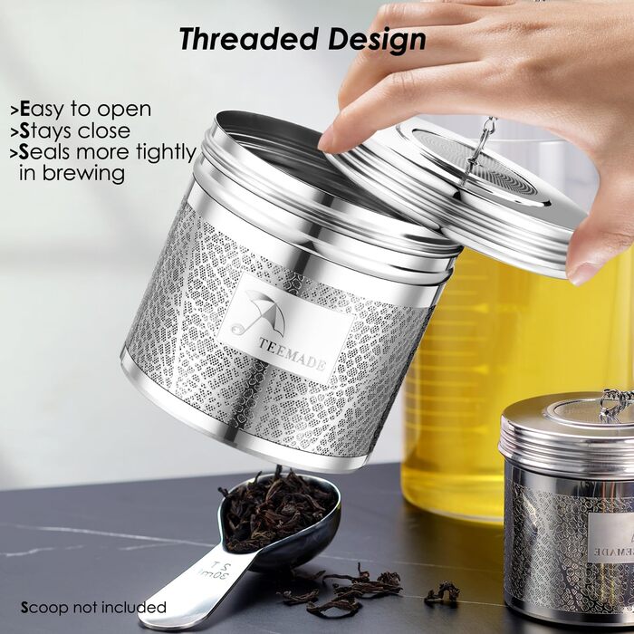 Large Tea Filter - SUS 304 Stainless Steel Tea Strainer with Extended Chains and Extra Fine Mesh Tea Egg for Infusing Herbal Tea, Spices, or Soups