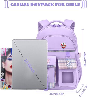 Дитячий рюкзак для дівчинки-підлітка, нейлоновий, водонепроникний, легкий, 9-15 років, фіолетовий