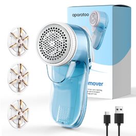 Електричний видалення ворсу для одягу та килимів, USB-зарядка, 3 леза, білий (блакитний)