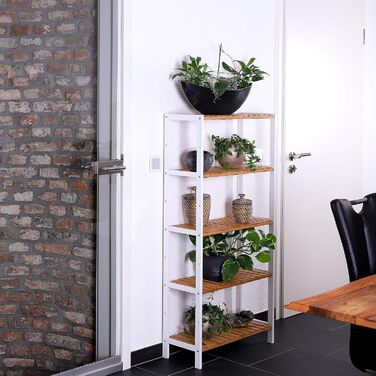 dibea Bamboo Shelf with Storage Boxes, Shoe Rack, Bathroom Shelf, Kitchen Shelf, Living Room Shelf, Freestanding Shelf, Natural/White