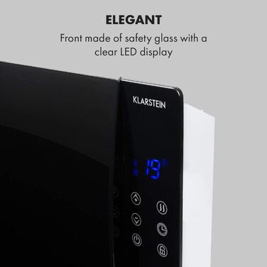 Конвектор Klarstein Lindholm: обігрівач з LED-дисплеєм, сенсорною панеллю та дистанційним керуванням, 1000/2000 Вт, термостат, захист від перегріву, чорний