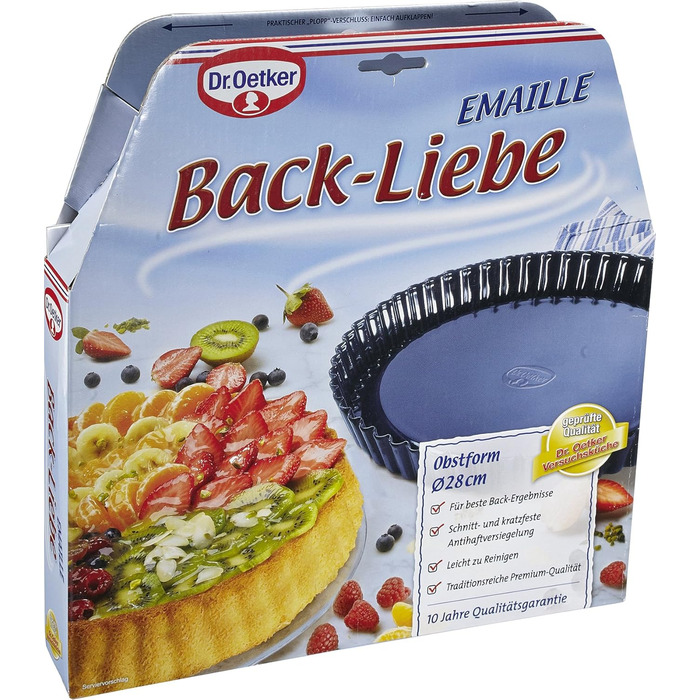 Форма для випікання Dr. Oetker 28 см, емальована, з лопаткою для легкого виймання пирогів, Back-Liebe