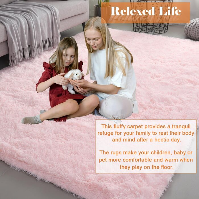 Килимок для вітальні Gsogcax 120x160 см, пухнастий, з антиковзаючим покриттям, рожевий, для дому