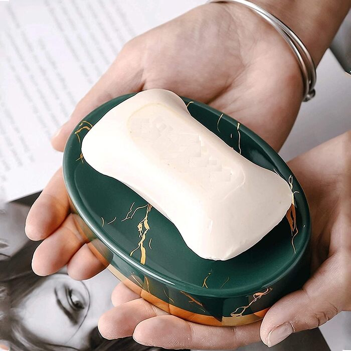 Миска для мила з імітацією мармуру FülleMore, кераміка, чорний колір, 12x8.5 см