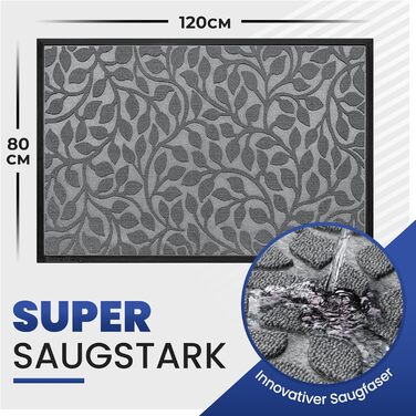 Килимок для дому та вулиці Bodenständig® - міцний, 80x120 см, сірий. Ефективне очищення взуття завдяки рифленій поверхні. Килимок для порогу, дверний килимок, килимок для підлоги.