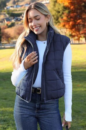 ZEAGOO Жилет чоловічий теплий легкий на осінь/зиму з кишенями, розмір XL, темно-синій