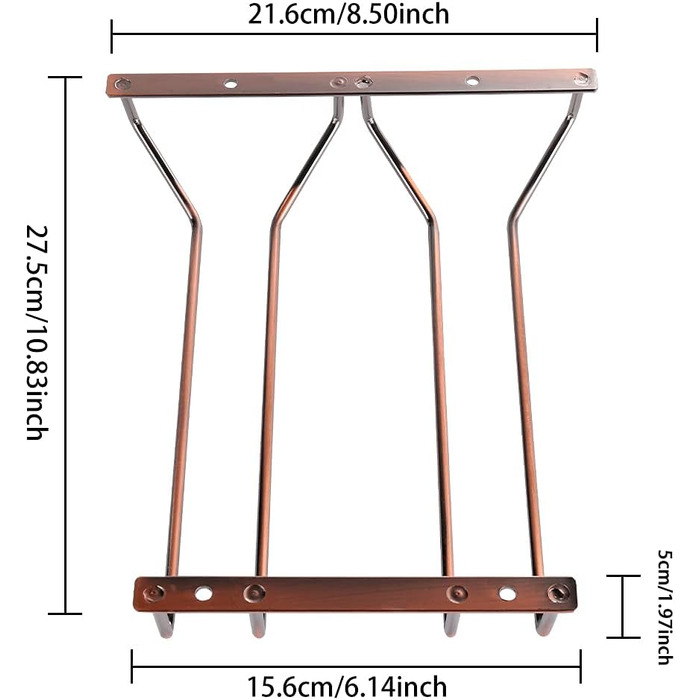 Підставка-тримач для келихів з бронзи, 3 ряди, 27.5 см