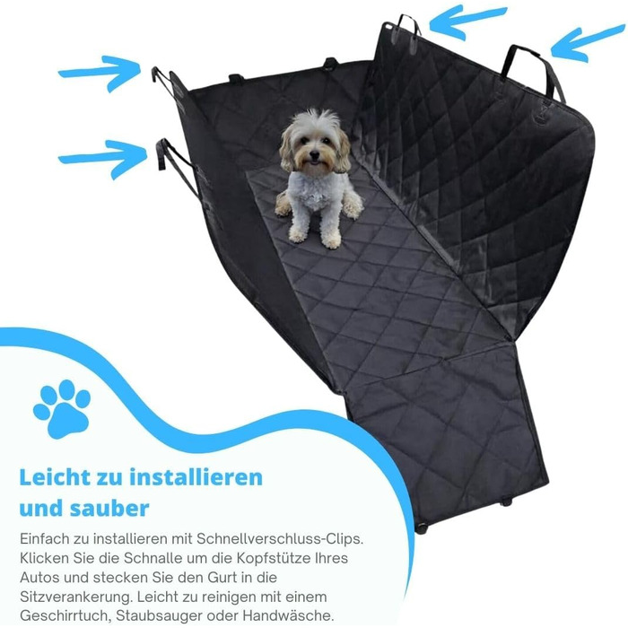 Накидка для собак у машину – водовідштовхувальна, неслизька та стійка до подряпин – захист заднього сидіння автомобіля для собак з боковими панелями, універсальна для легкових автомобілів, позашляховиків та вантажівок, ідеальна як захист заднього сидіння 