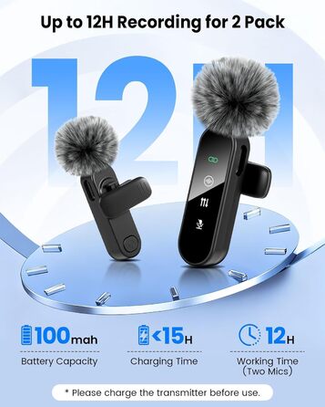Беспроводной петличный микрофон Dual Set - Plug & Play, с автоматическим сопряжением, шумоподавлением, для iPhone, Android, USB-C устройств, YouTube, подкастов и видеосъемки