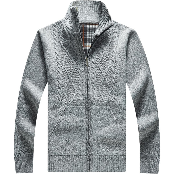 Чоловіча флісова куртка Les Umes з високим коміром, осінь-зима, Regular Fit, світло-сіра, 3XL