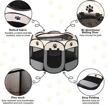 Складана переносна вольєр для собак та котів 74x74x43 см - ідеально для дому та вулиці