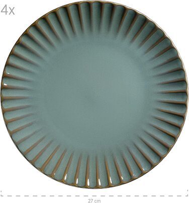 MÄSER Confino Dinnerware Set - 20 Piece Ceramic Dinner Set for 4 - Vintage Style with Black Accents (Petrol Color)