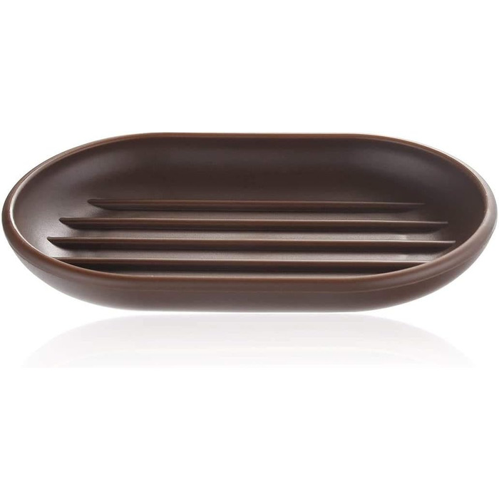 Комплект аксесуарів для ванної кімнати на 6 предметів з пластику, коричневий. Набір для ванної: дозатор для мила, тримач для зубних щіток, стакан, мильниця, щітка для унітазу, сміттєвий бачок.