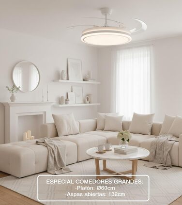 Вентилятор стельовий BEL AIR HOME Asgard 108 см з LED підсвіткою, пультом, DC мотор, білий