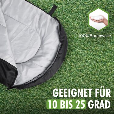 Спальний мішок 210 x 75 см - ковдровий, 3-4 сезони, для відпочинку на природі, кемпінгу, подорожей, гірських хат. Легкий, портативний, чорний, з сумкою для перенесення.