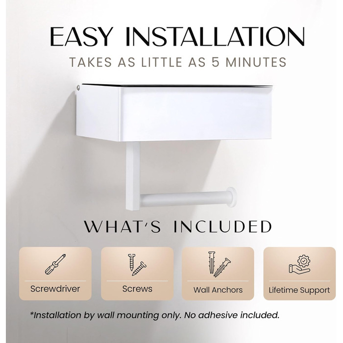 Day Moon™ Toilet Paper Holder White, Wet Tissue Box - Toilet Paper Holder With Wet Tissue Box, Toilet Paper Holder With Shelf - Toilet Paper Holder Stainless Steel White With Storage