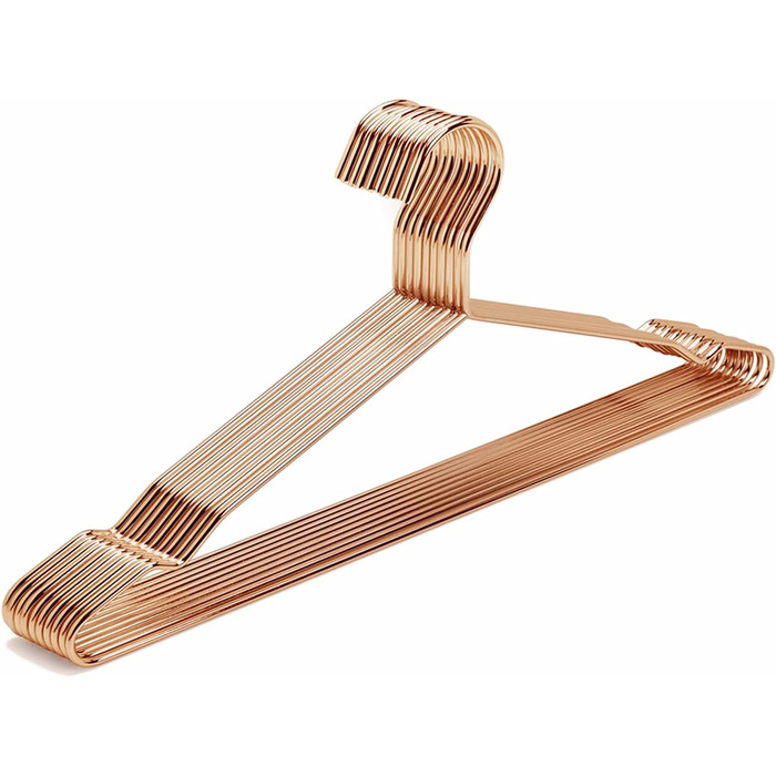 Amber Home 10-Piece 43cm Rose Gold Iron Clothes Hangers, Rose Gold Metal Clothes Hangers with Non-Slip Groove for Suit, T-Shirt, Shirt, Jacket, Dress, Pants, Robust and Durable